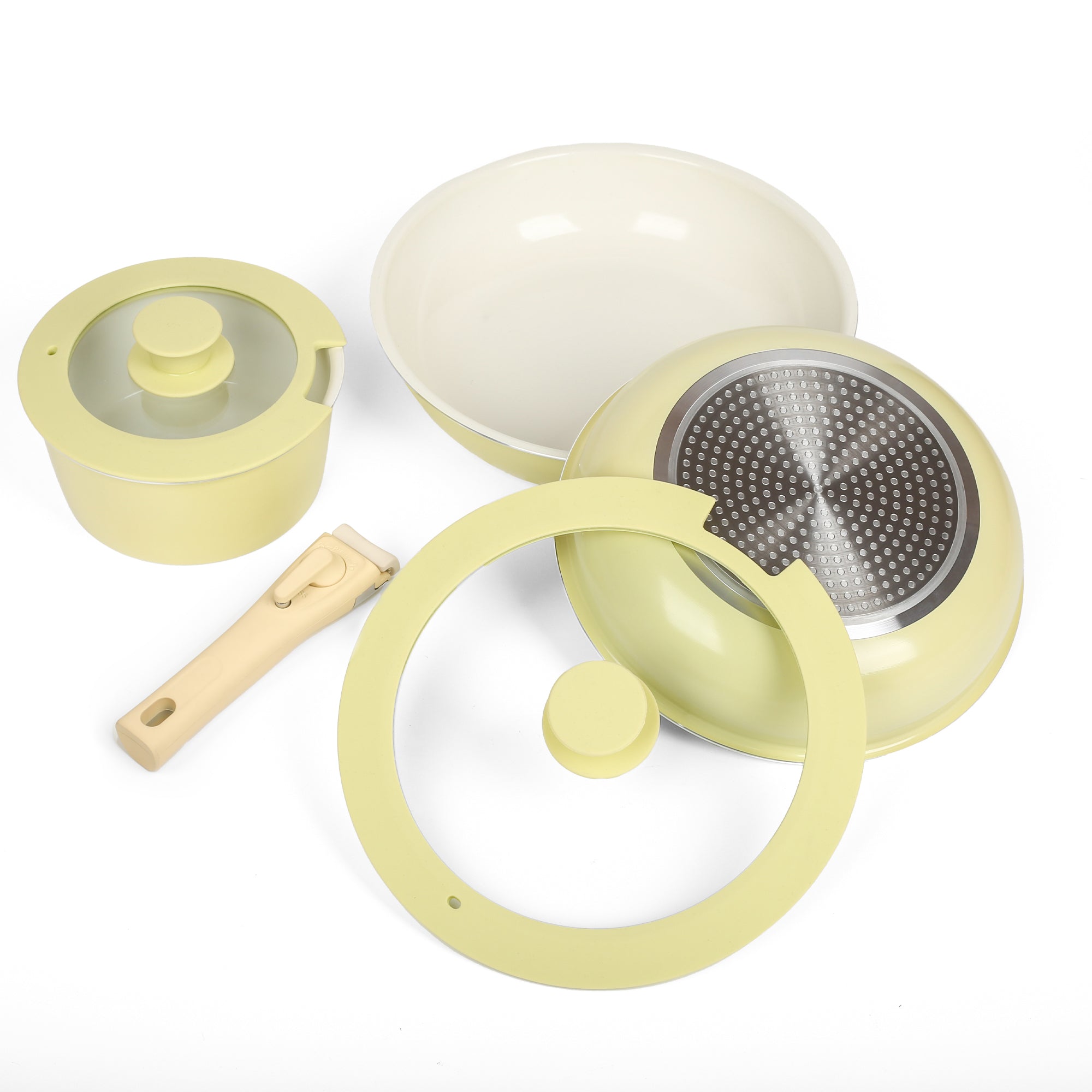 Detachable Handle Aluminium Pot Set, 6-Piece Lightweight Cooking Pans